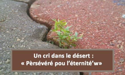 Un cri dans le désert : Pèrsévéré pou l’éternité’w (En créole) (Audio) (11.04.2021)